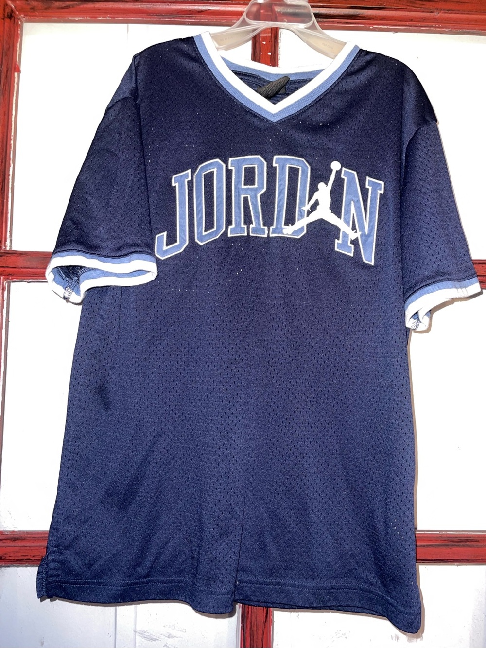 Jordan Navy Blue and White Kids' Short-Sleeve Jersey